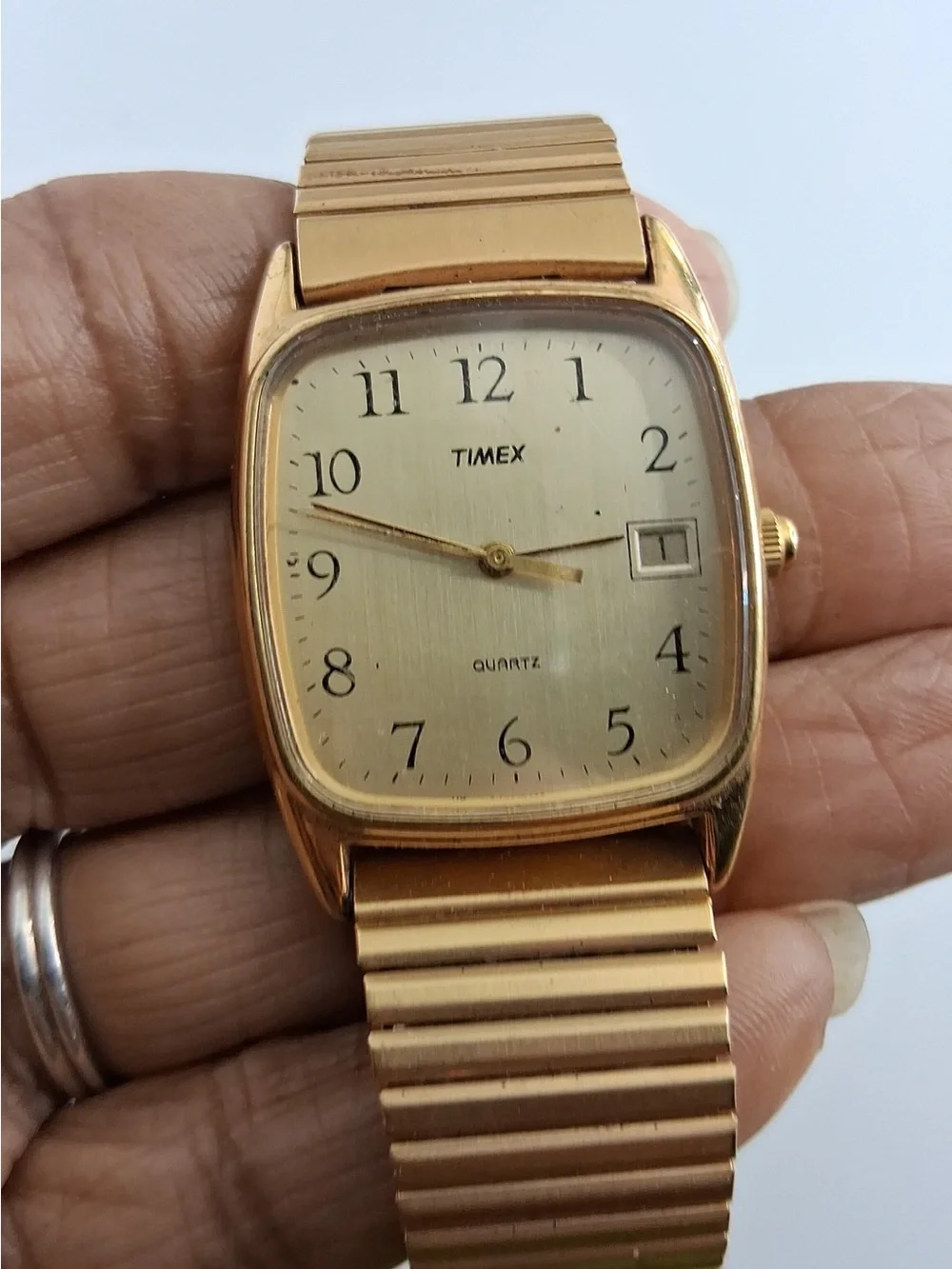 Timex Gold Tone Square Dial Men's Quartz Watch - Gold